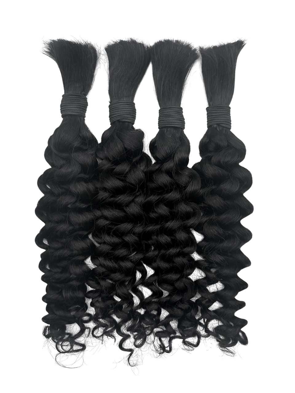 Bundles of double-drawn human hair bulk with tight curls for braiding